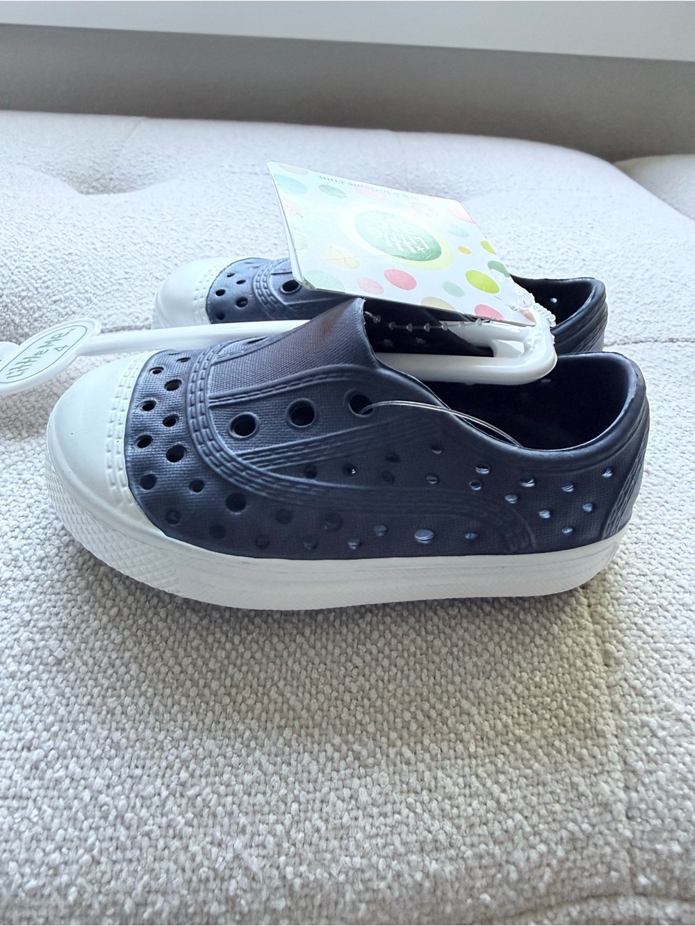 NWT Little Me navy blue/ white size 4 water shoes